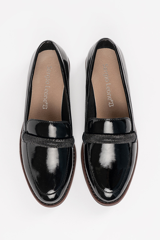 Zwarte dames instappers met leren... Zwarte dames instappers met leren...