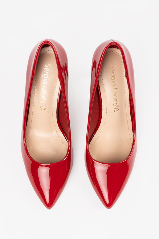 Rode leren dameshakken Sergio Leone