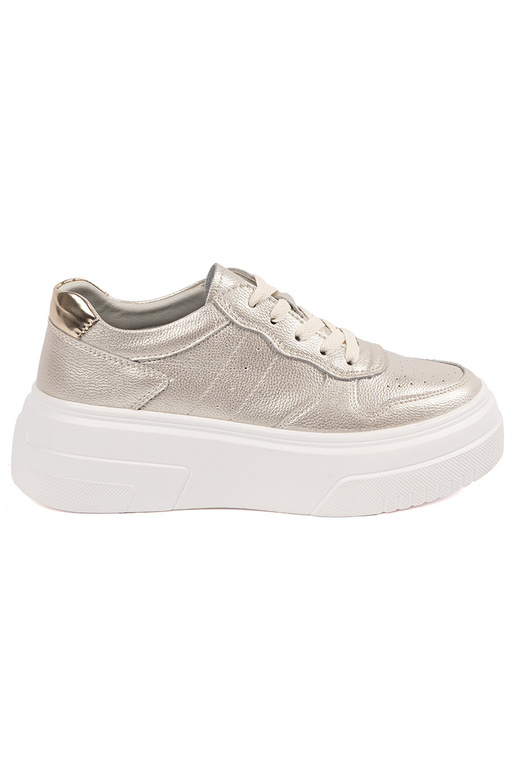 Gouden leren dames sneakers met... Gouden leren dames sneakers met...