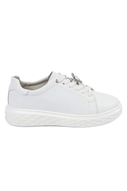Witte leren dames sneakers met gesp... Witte leren dames sneakers met gesp...