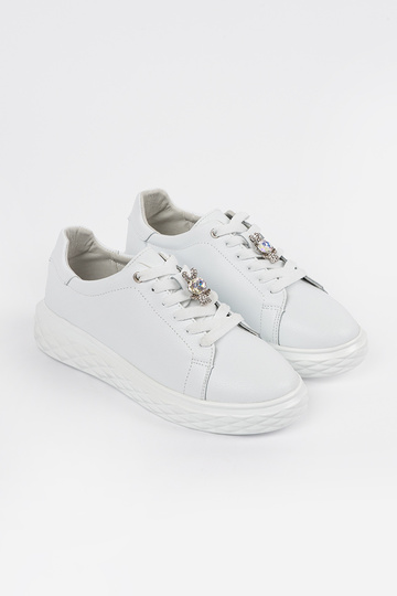 Witte leren dames sneakers... 2