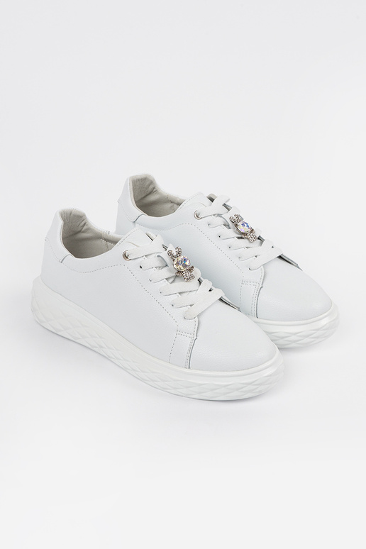 Witte leren dames sneakers met gesp... Witte leren dames sneakers met gesp...