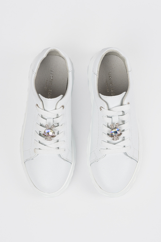 Witte leren dames sneakers met gesp... Witte leren dames sneakers met gesp...