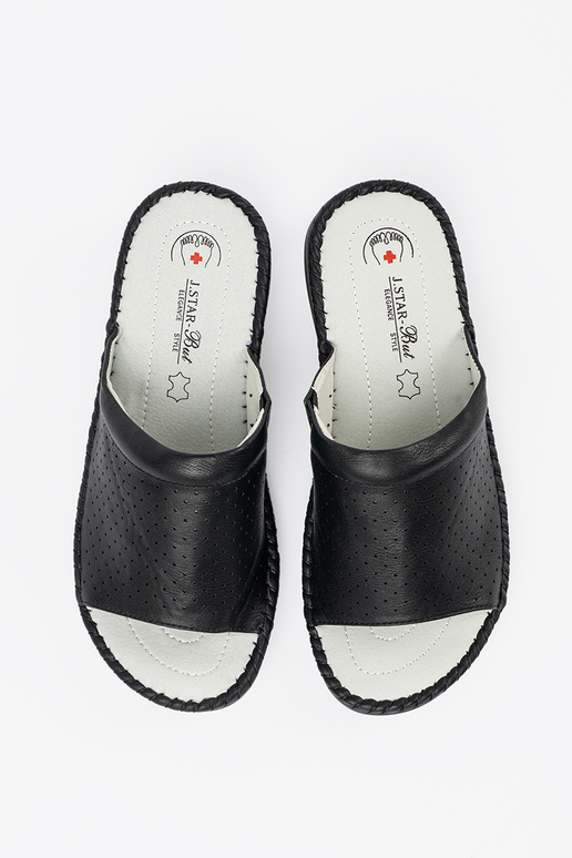 Slippers met leren inlegzolen in zwart Slippers met leren inlegzolen in zwart