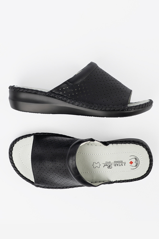 Slippers met leren inlegzolen in zwart Slippers met leren inlegzolen in zwart