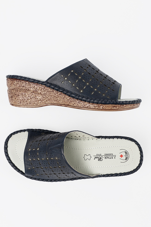 Dames slippers op platform in blauw