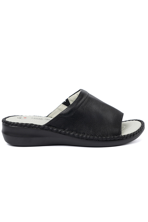 Zwarte dames slippers met leren...