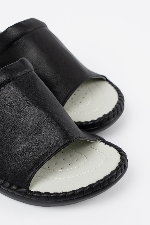 Zwarte dames slippers met leren...