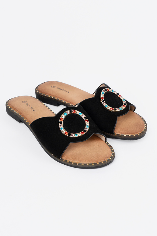 Zwarte dames slippers met gespen en...