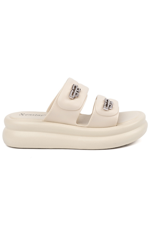 ivoor slippers dames met platform ivoor slippers dames met platform