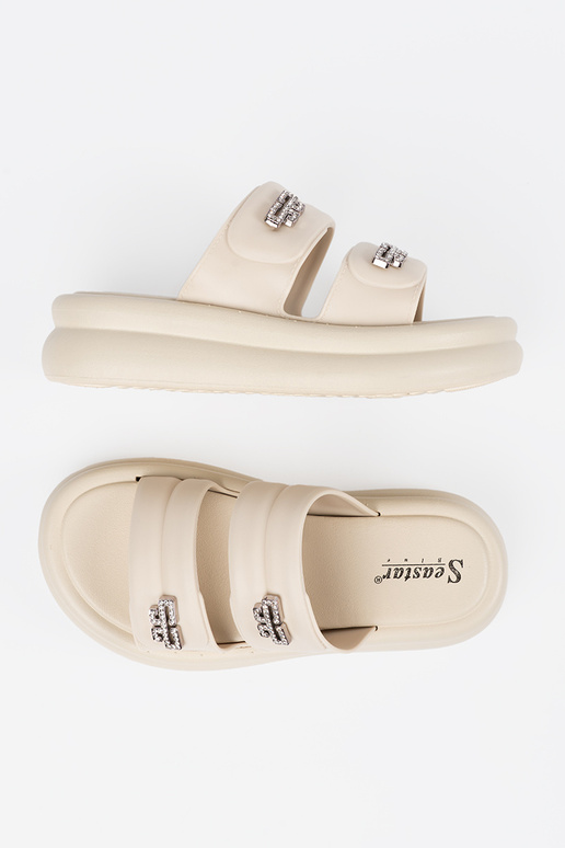 ivoor slippers dames met platform ivoor slippers dames met platform