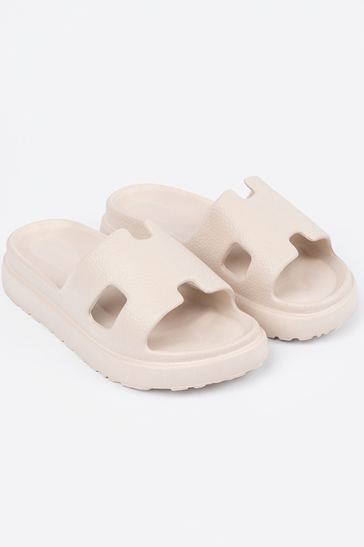 Slippers dames met platform helderbeige Slippers dames met platform helderbeige