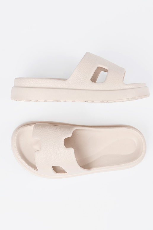 Slippers dames met platform helderbeige Slippers dames met platform helderbeige