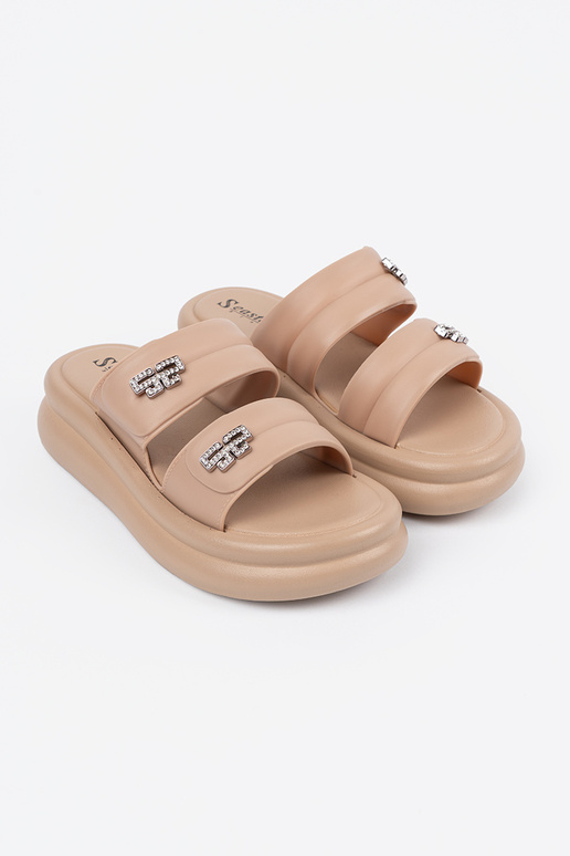 beige slippers dames met platform beige slippers dames met platform