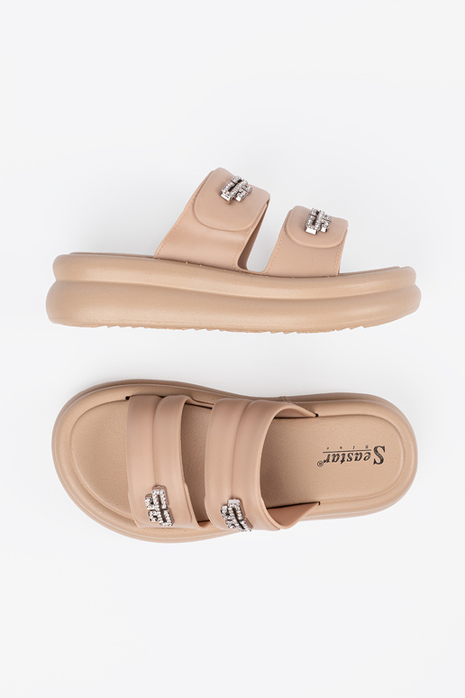 beige slippers dames met platform beige slippers dames met platform