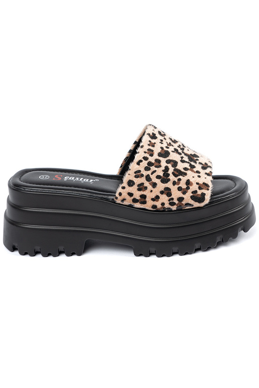 Slippers met platform luipaardprint