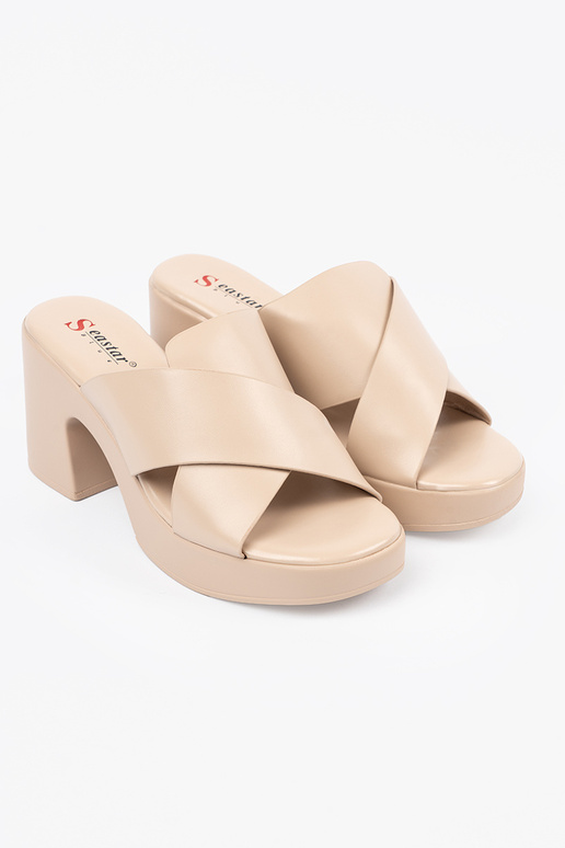 beige slippers op de hiel beige slippers op de hiel