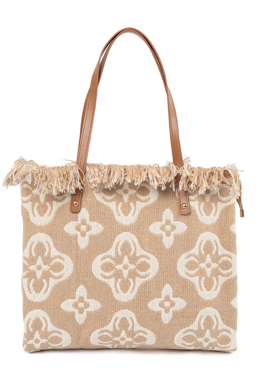 Beige strandtas over schouder Beige strandtas over schouder