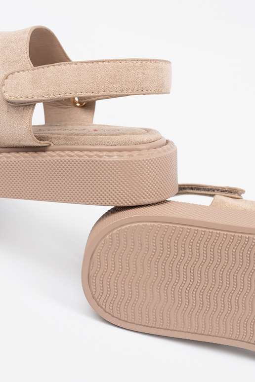 Beige schoenen met platform en...