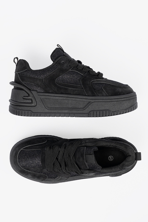 Zwarte dames sneakers met veters Zwarte dames sneakers met veters