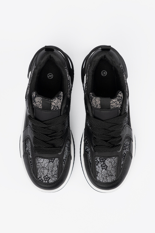 Zwart-witte dames sneakers met veters Zwart-witte dames sneakers met veters