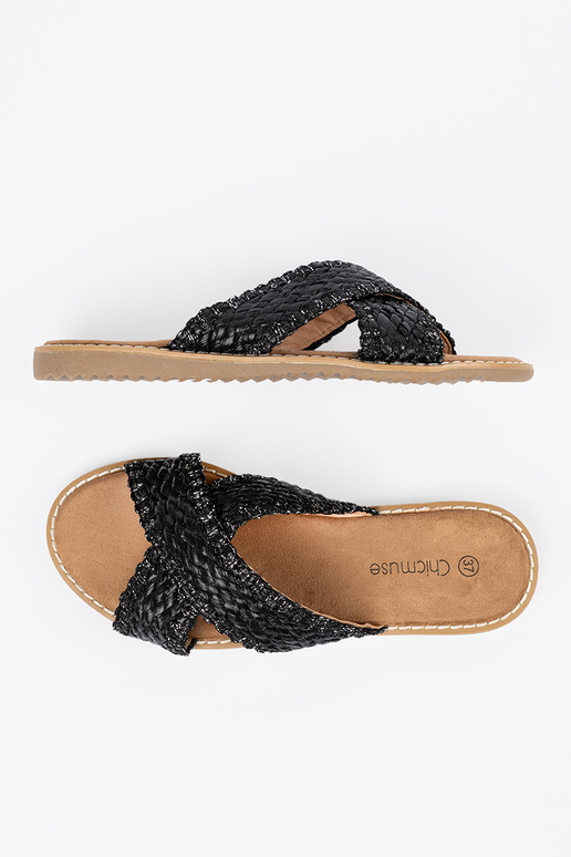 Zwarte dames slippers met patronen