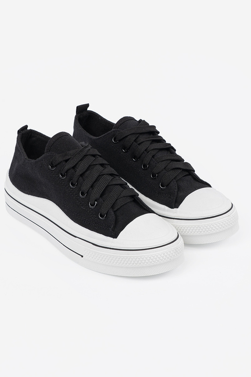 Zwarte kleur dames schoenen met witte... Zwarte kleur dames schoenen met witte...