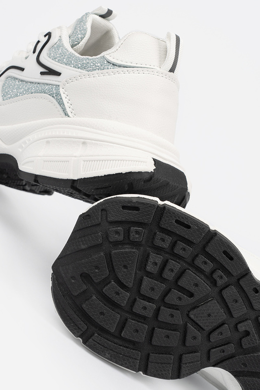 Wit-groene schoenen in sportstijl met...