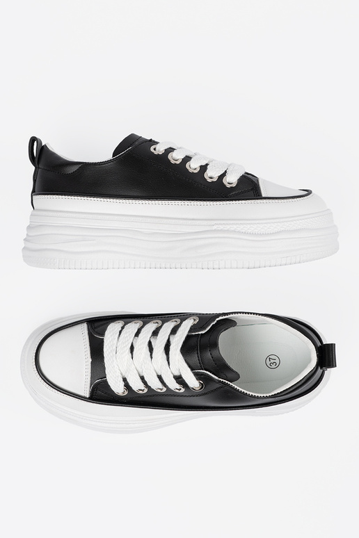 Zwart-witte casual schoenen met platform
