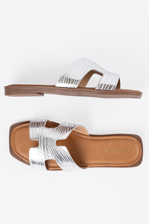 Zilveren slippers met vierkante neus