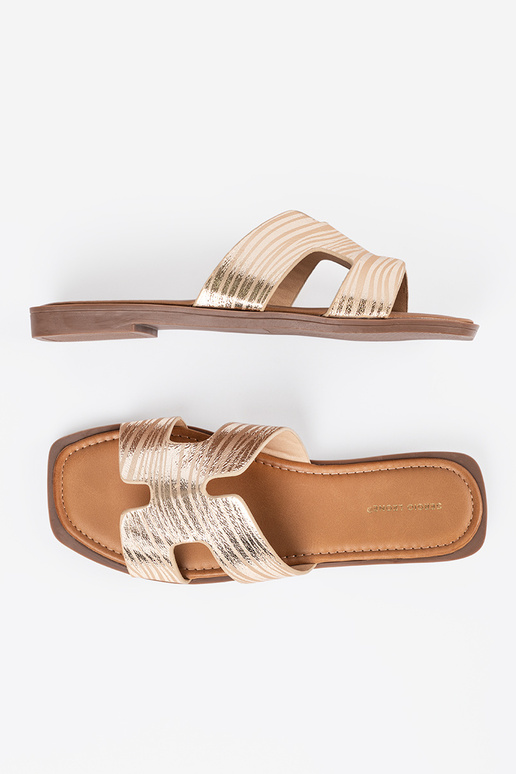 Gouden slippers met vierkante neus