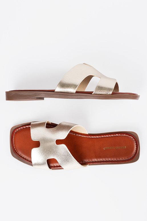 Lichtgouden slippers met vierkante neus