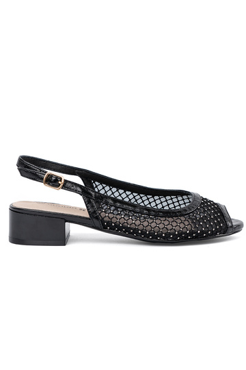 Sandalen met decoratief net...