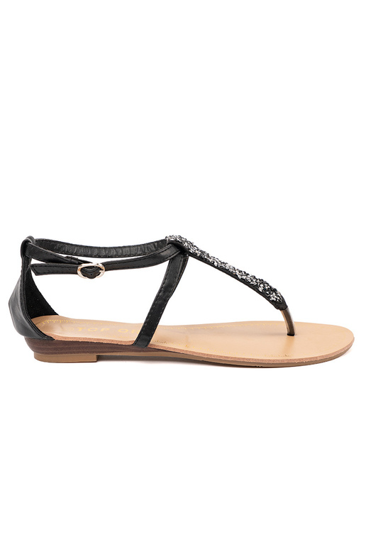 Platte zwarte sandalen in Japanse stijl