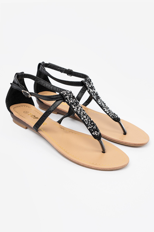 Platte zwarte sandalen in Japanse stijl