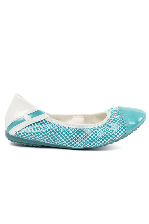 Blauwe ballerina's met een wit net