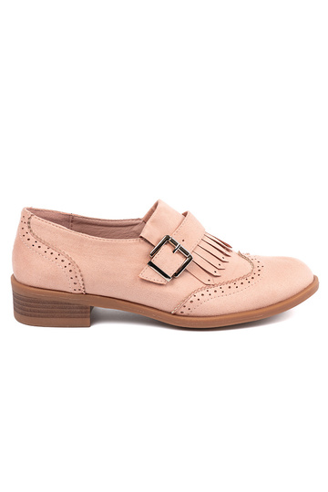 Roze platte suède mocassins