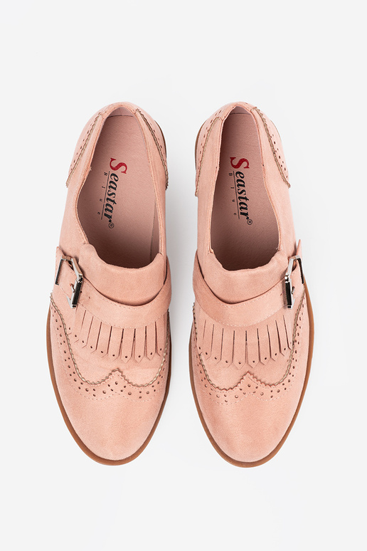Roze platte suède mocassins