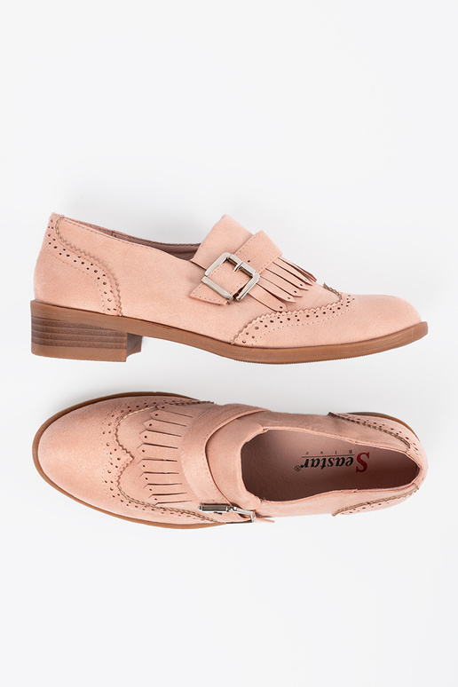 Roze platte suède mocassins