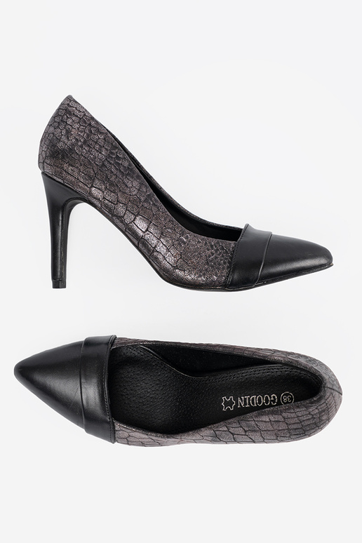 Zwarte schoenen met slangenprint