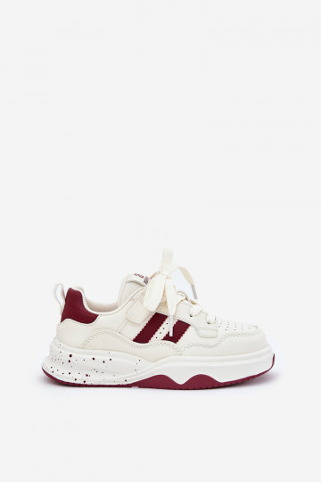 Sneakers model schoenen Kinderen met platform beige-bordeaux Grellio 2