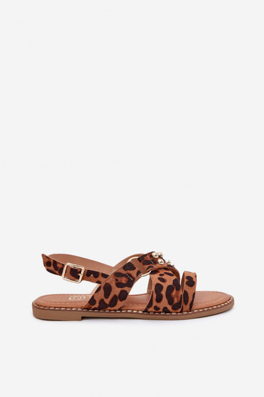 Dames sandalen met brede hakken Ze gouden kleurmi Studs met luipaardbontpatronen Zanira Dames sandalen met brede hakken Ze gouden kleurmi Studs met luipaardbontpatronen Zanira
