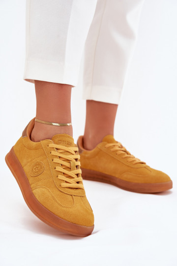 van suède Sneakers model schoenen Dames Big Star RR274846 HI-POLY SYSTEM geel