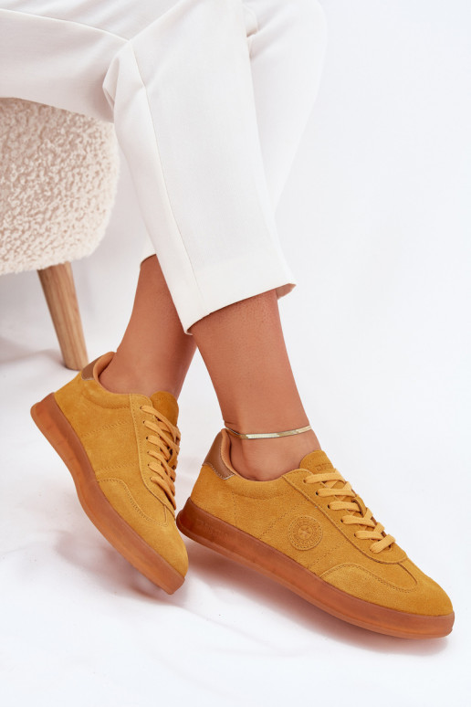 van suède Sneakers model schoenen Dames Big Star RR274846 HI-POLY SYSTEM geel