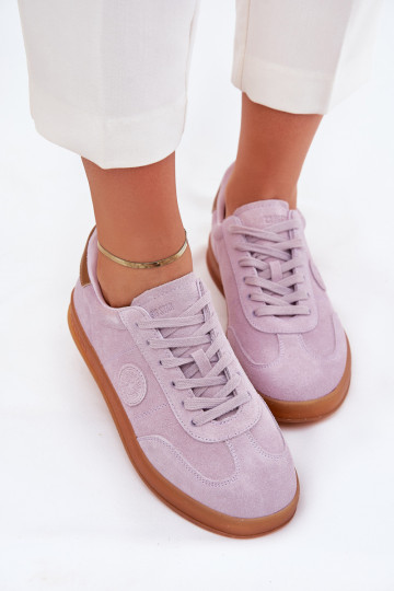 Dames sneakers van suède Big Star RR274849 HI-POLY SYSTEM in zandkleur