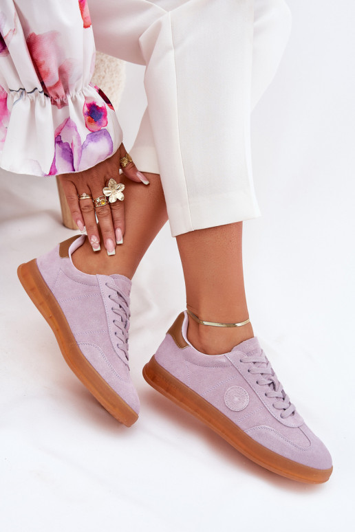 van suède Sneakers model schoenen Dames Big Star RR274850 HI-POLY SYSTEM Paars