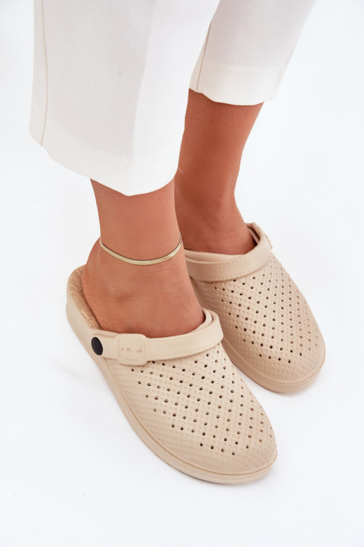 LichtgeInicht pantoffels Slippers Klompen Dames beige Faylina