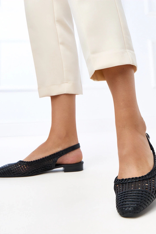 Zwarte open hiel ballerina's met...