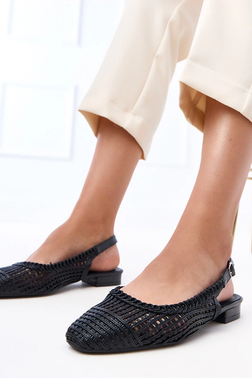 Zwarte open hiel ballerina's met...