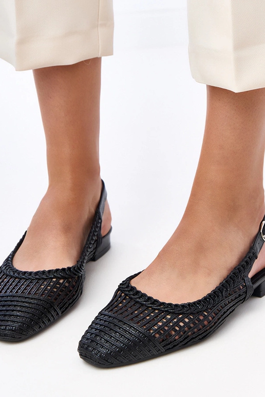 Zwarte open hiel ballerina's met...